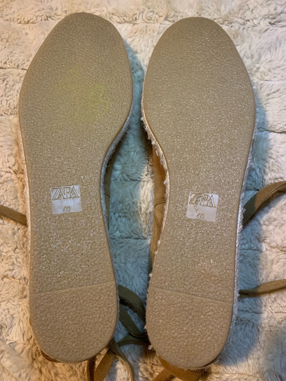 Zara Suede Espadrille Lace-Up Flats, Brown, Camel, 40 NWOT - Picture 5 of 8